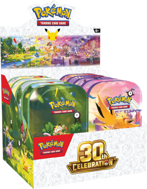 Pokémon TCG: 30th Celebration Mini Tins - Sealed Display / CDU (10 Tin ...
